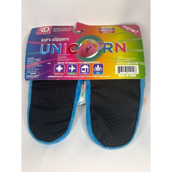 Kids Blue Penguin Slippers Size 4-5 Plush Slip-On Non-Slip Soles - Picture 2 of 2